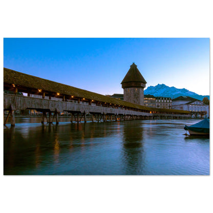 Chapel Bridge Lucerne &amp; Snowy Pilatus Forex Print