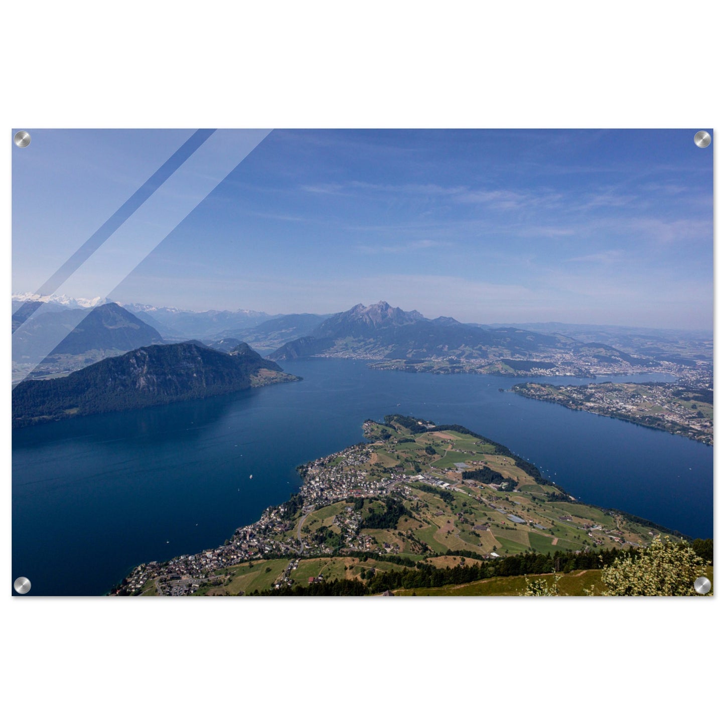 Acrylic glass print Central Switzerland: Breathtaking view over Lake Lucerne from the Rigi