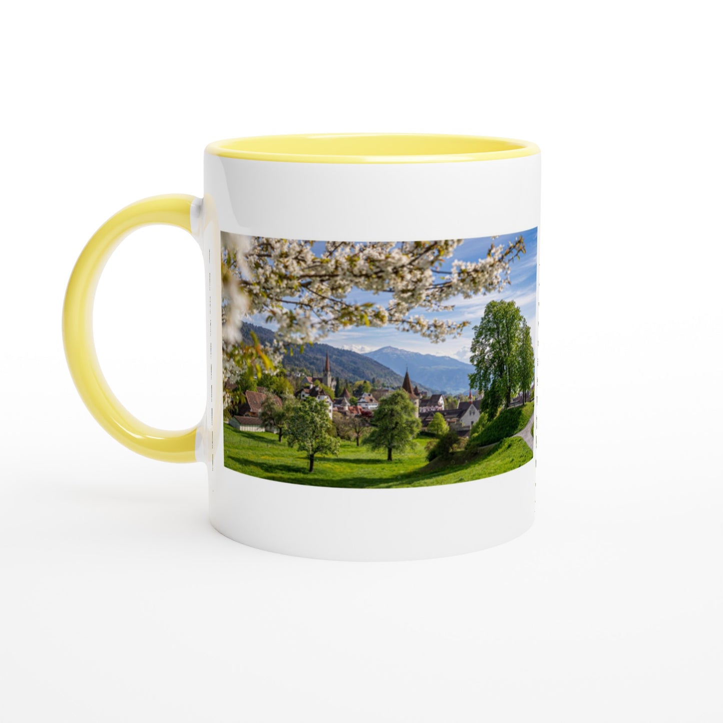 Spring Magic City of Zug Ceramic Mug - Colored Rim &amp; Handle 