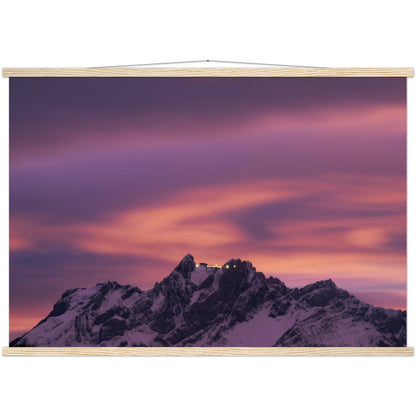 Pilatus in the evening light premium poster with wooden strips