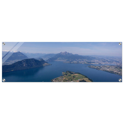 Acrylic glass print Central Switzerland: Breathtaking view over Lake Lucerne from the Rigi