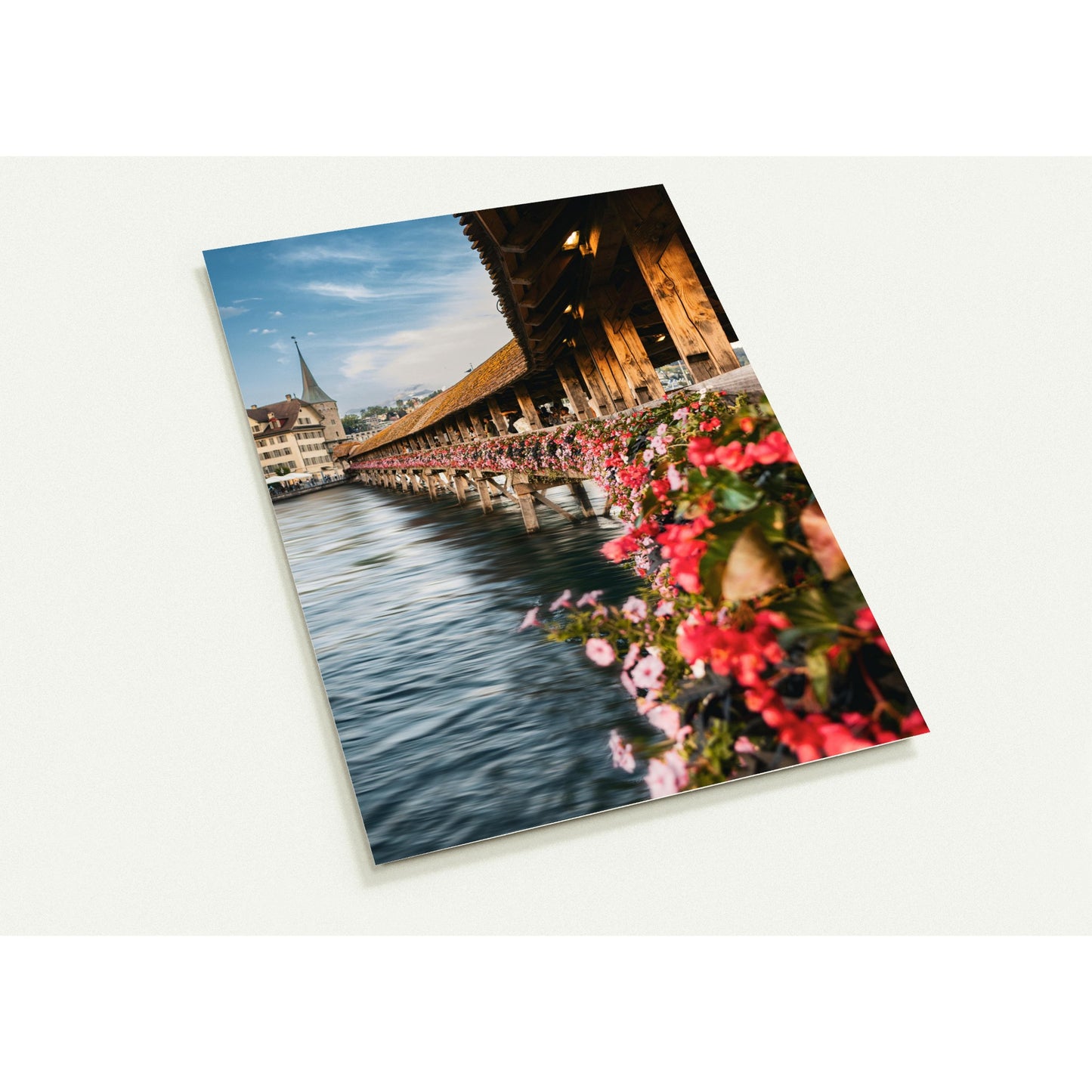Blumenverzierte Kapellbrücke Grusskarten - 10er Set mit Umschlägen