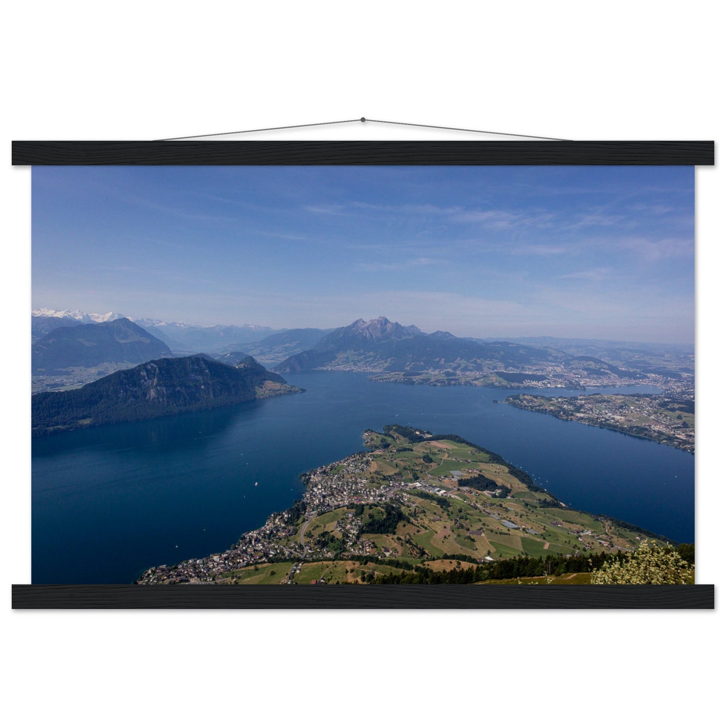 Central Switzerland Poster: Breathtaking view over Lake Lucerne Premium poster with wooden bars