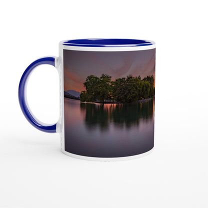 Lake Zug Sunset Ceramic Mug - Colored Rim &amp; Handle 