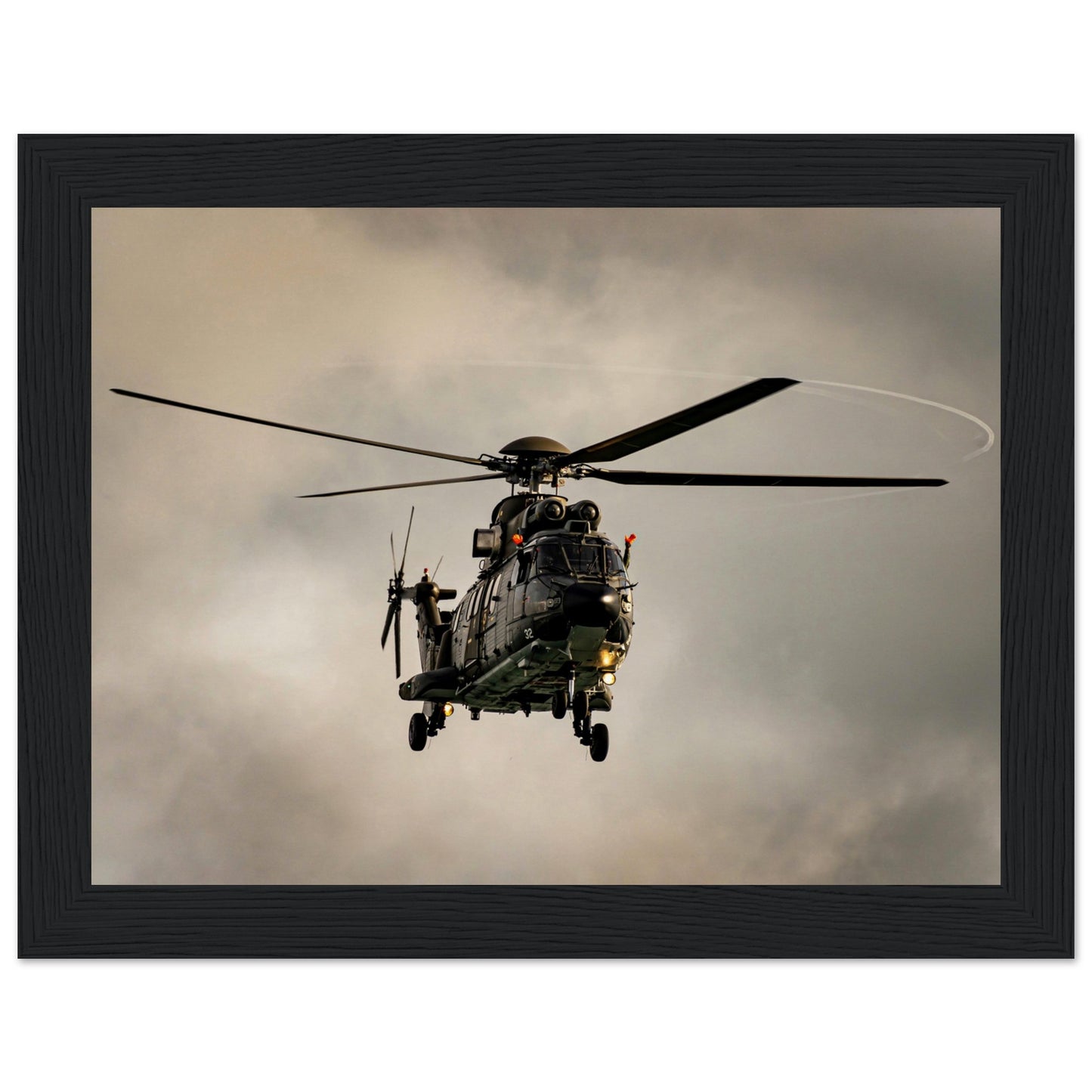 Super Puma - Poster on museum quality matte paper with wooden frame