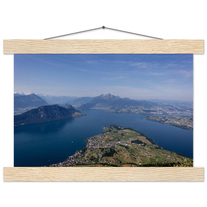 Central Switzerland Poster: Breathtaking view over Lake Lucerne Premium poster with wooden bars