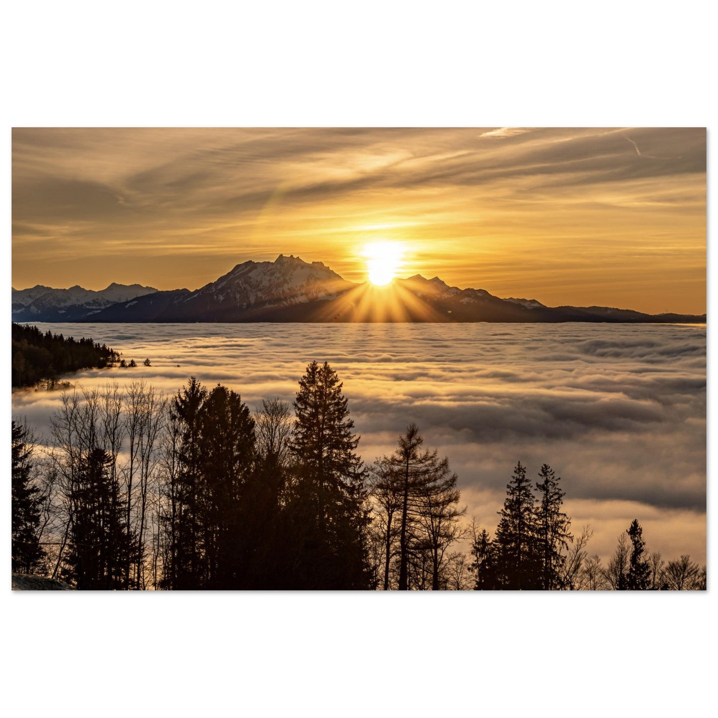Sea of ​​fog sunset as a forex print