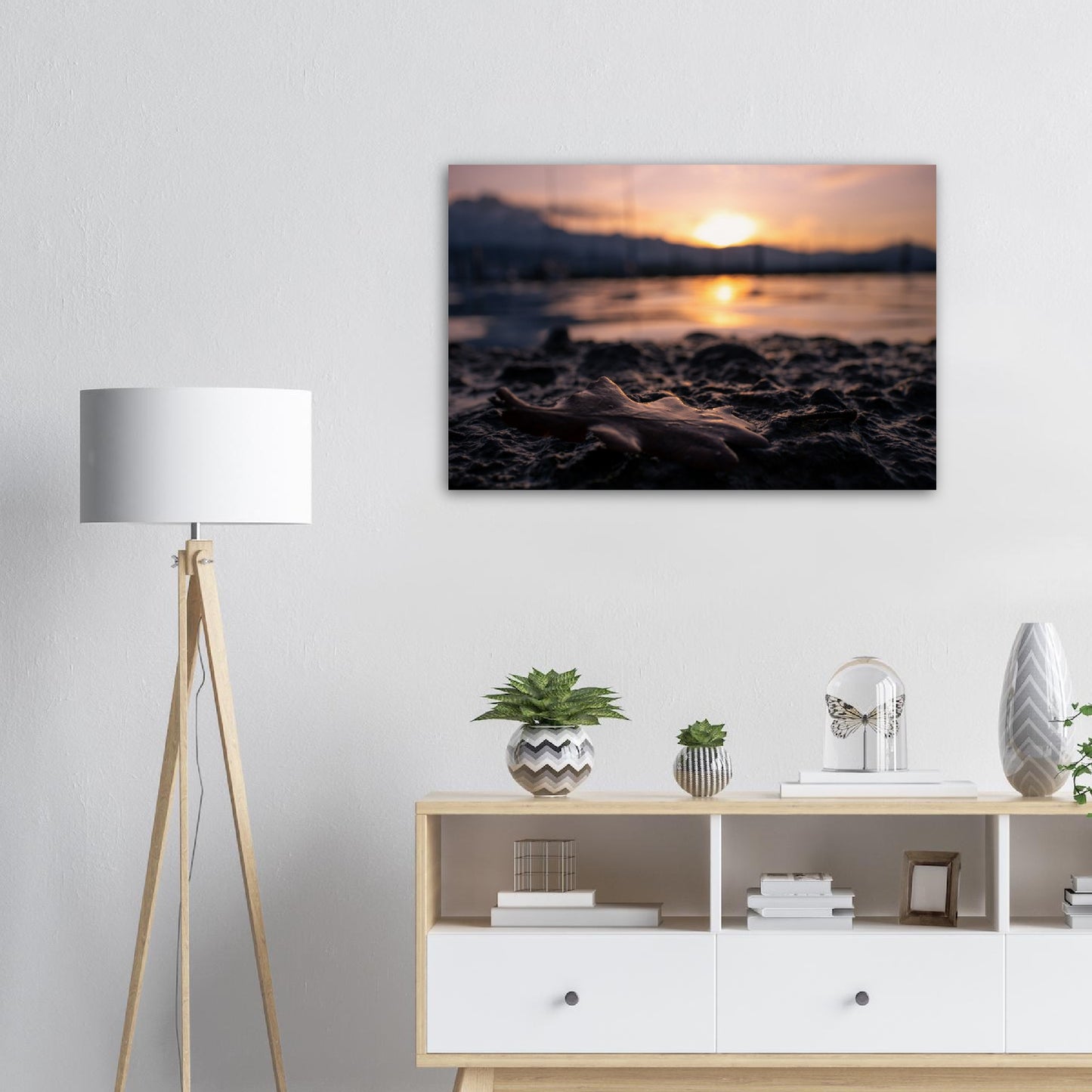 Brown Leaf in Sunset Premium Poster