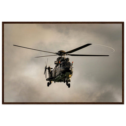 Super Puma - Poster on museum quality matte paper with wooden frame