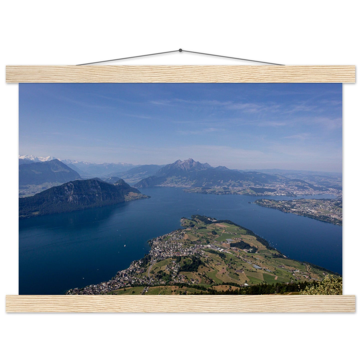 Central Switzerland Poster: Breathtaking view over Lake Lucerne Premium poster with wooden bars