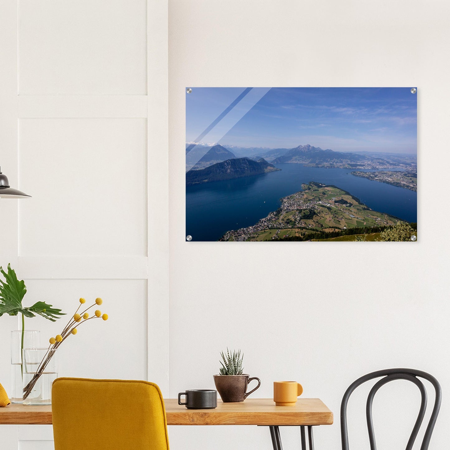 Acrylic glass print Central Switzerland: Breathtaking view over Lake Lucerne from the Rigi