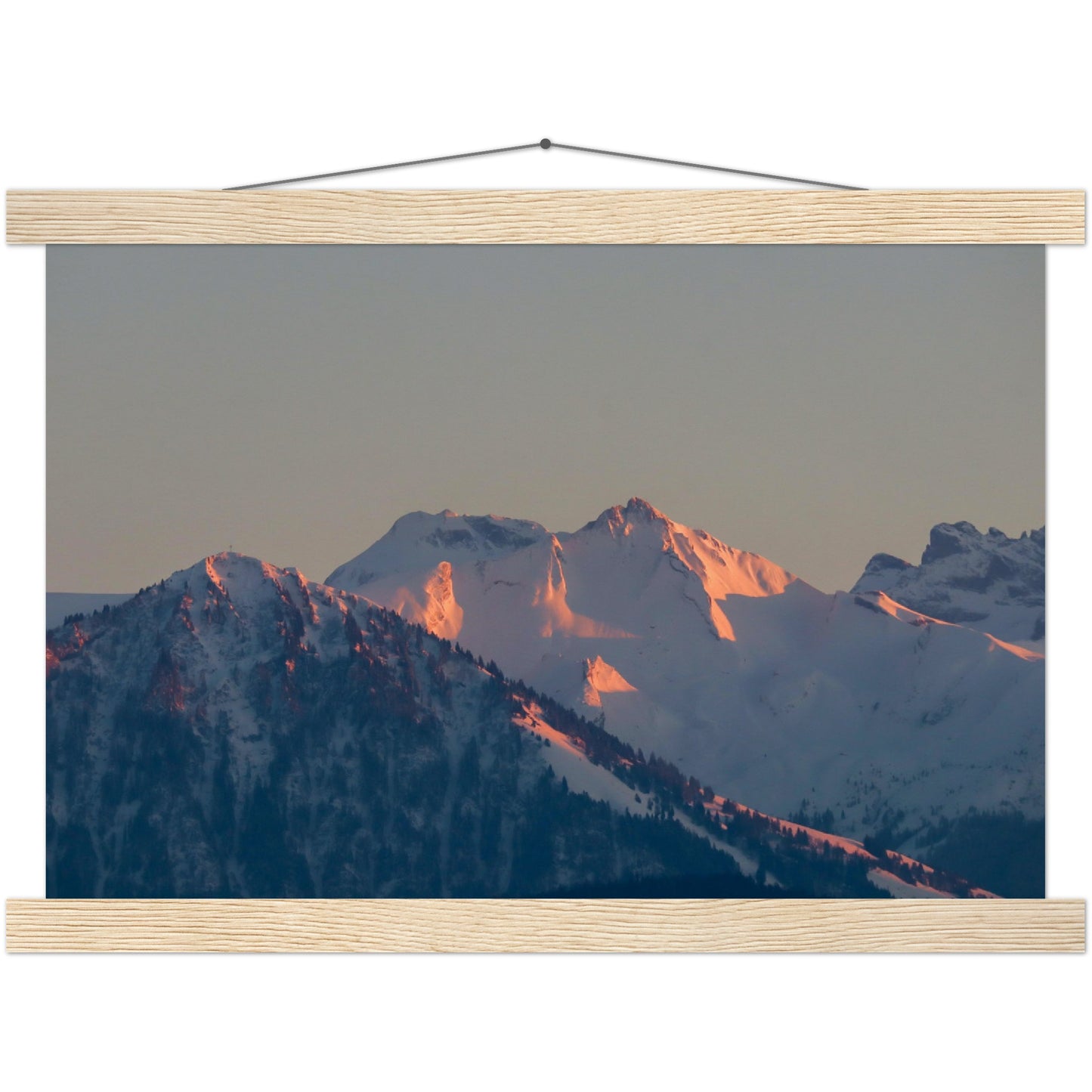 Alpengipfel in Abendrot: Buochserhorn und Brisen Premium Poster aus mattem Papier in Museumsqualität mit Holzleisten