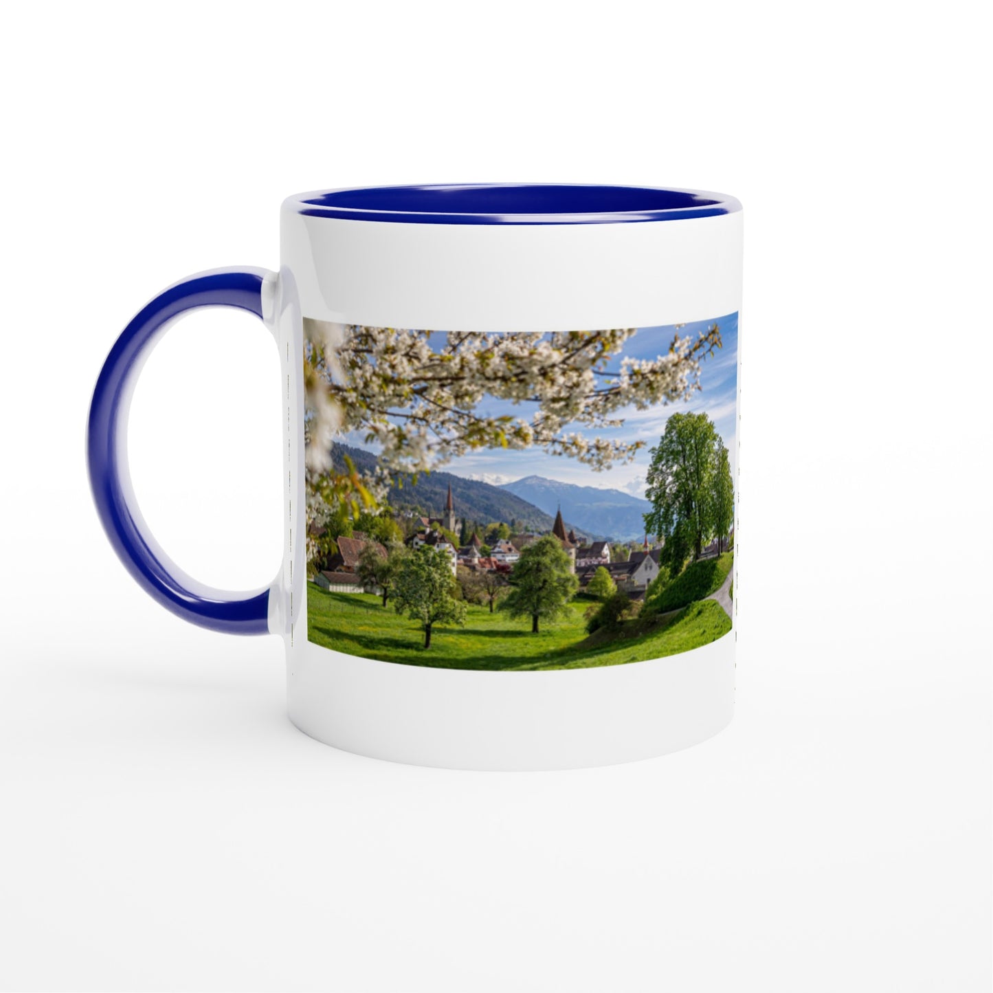 Spring Magic City of Zug Ceramic Mug - Colored Rim &amp; Handle 