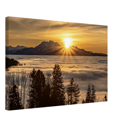 Nebelmeer Sonnenuntergang auf Leinwand