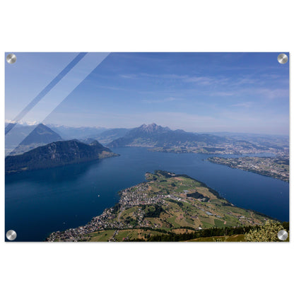 Acrylglasdruck Zentralschweiz: Atemberaubender Ausblick über den Vierwaldstättersee von der Rigi