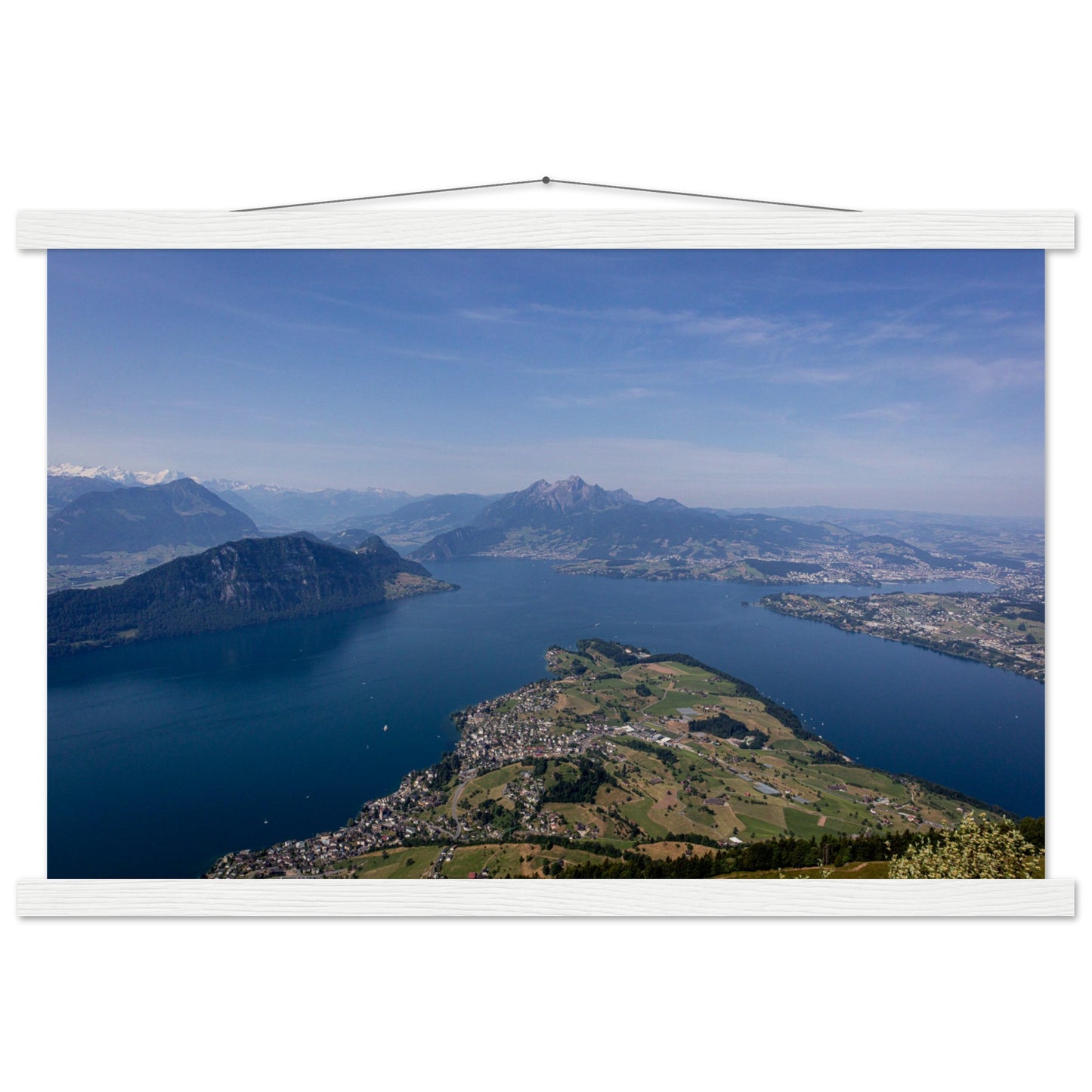 Central Switzerland Poster: Breathtaking view over Lake Lucerne Premium poster with wooden bars