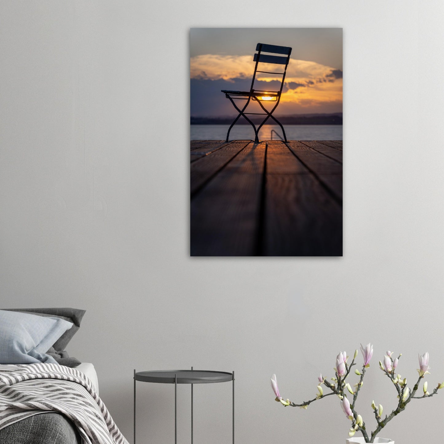 Rustic charm: sunset on the wooden pier - premium poster