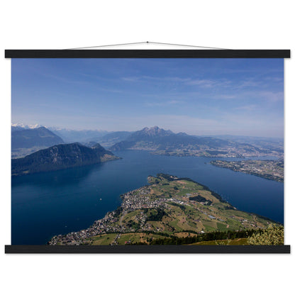 Central Switzerland Poster: Breathtaking view over Lake Lucerne Premium poster with wooden bars