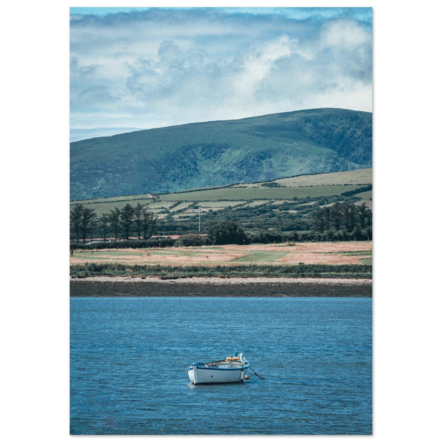 Lonely rowing boat on the sea - premium poster