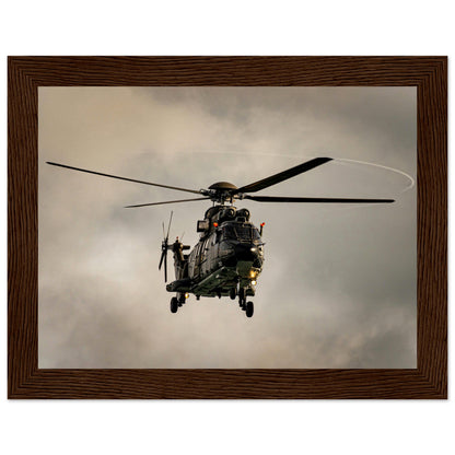 Super Puma - Poster on museum quality matte paper with wooden frame