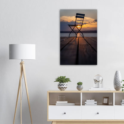Rustic charm: sunset on the wooden pier - premium poster