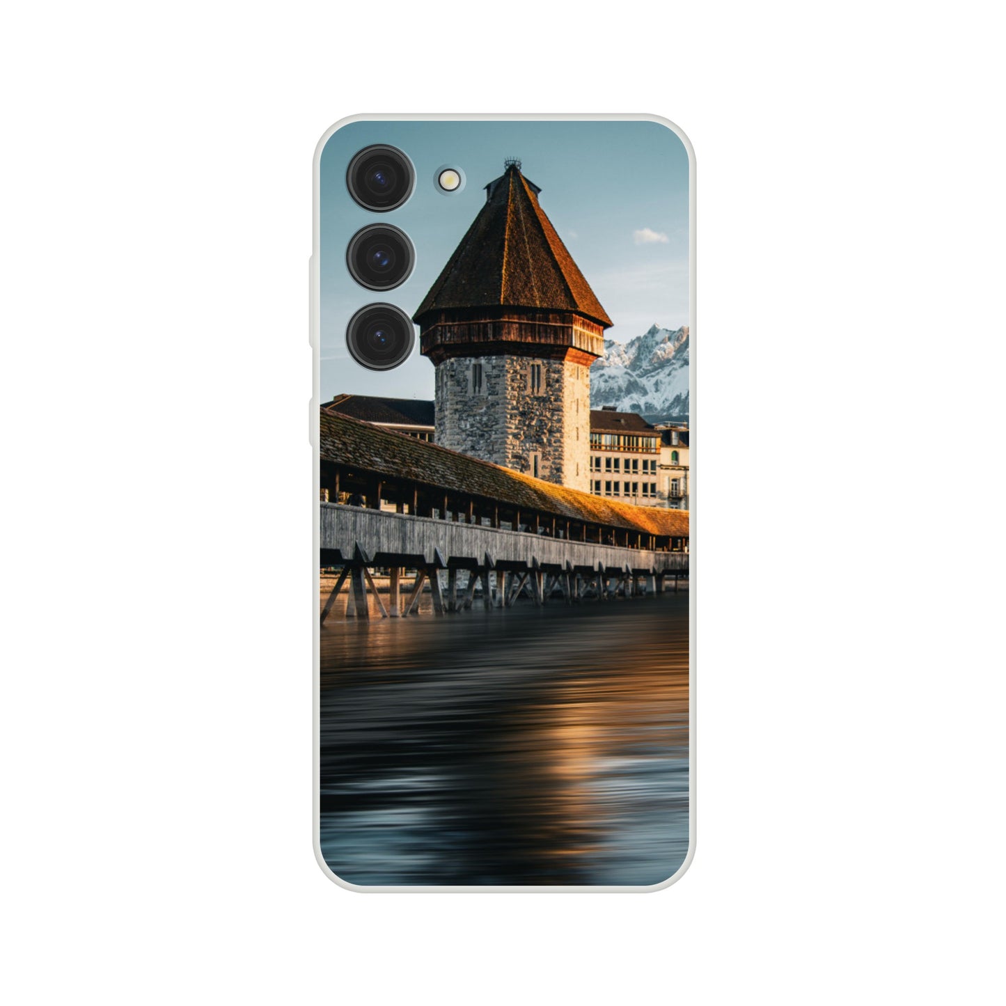 Chapel Bridge Lucerne and Pilatus – Dusk - Mobile Phone Case (Iphone &amp; Samsung)