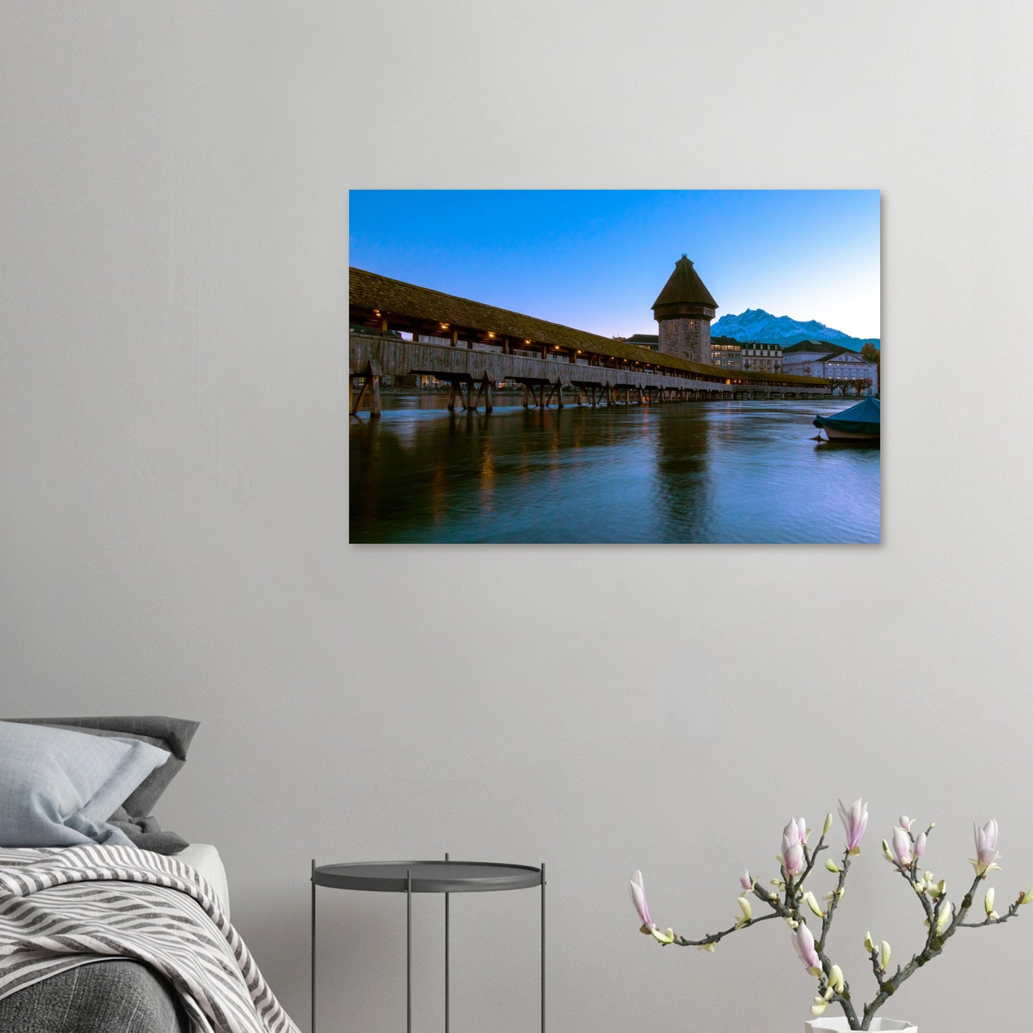 Chapel Bridge Lucerne &amp; Snowy Pilatus Forex Print