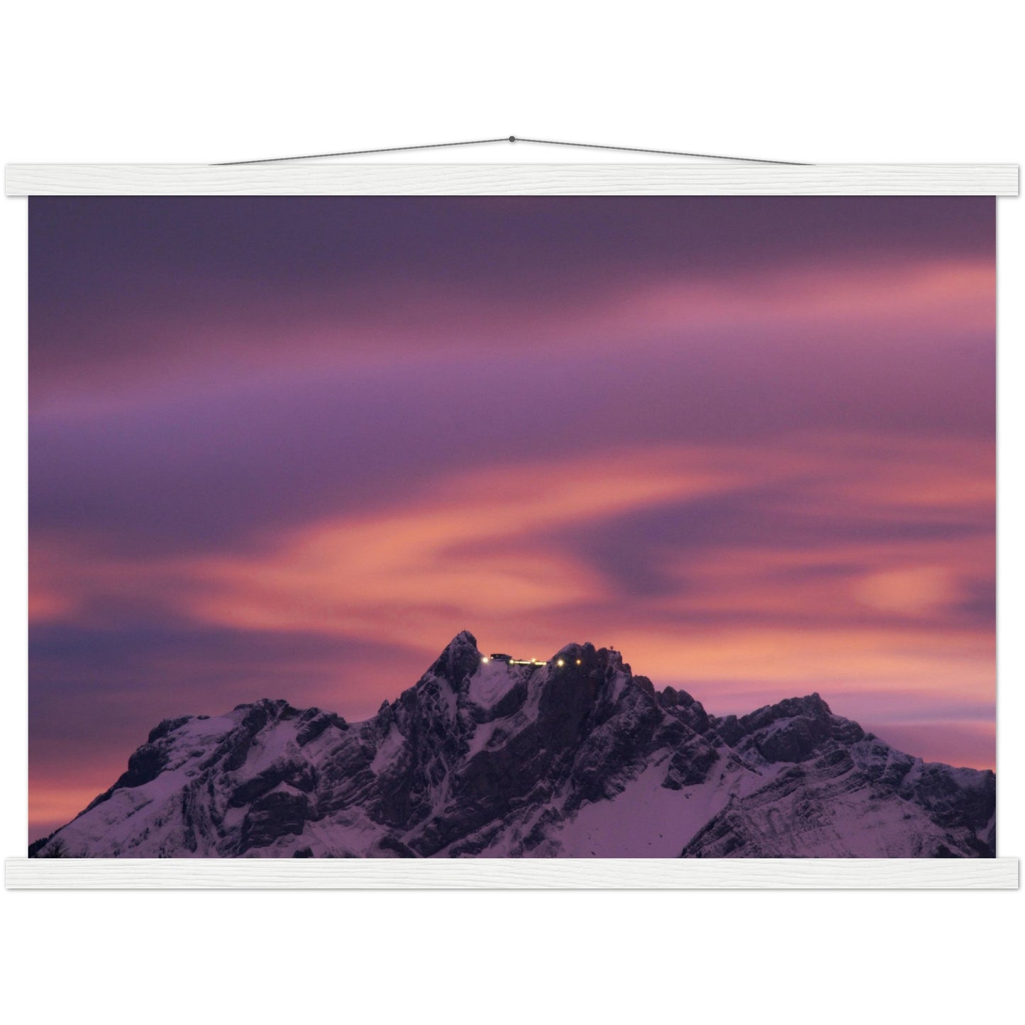 Pilatus in the evening light premium poster with wooden strips