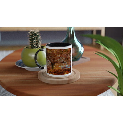 Autumn mood in Villettepark ceramic mug - colored rim &amp; handle 