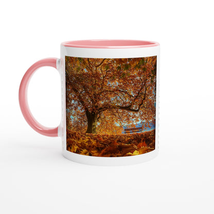 Autumn mood in Villettepark ceramic mug - colored rim &amp; handle 