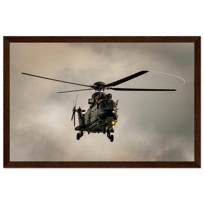 Super Puma - Poster on museum quality matte paper with wooden frame