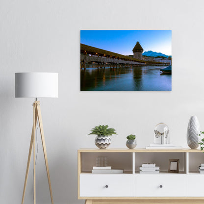 Chapel Bridge Lucerne &amp; Snowy Pilatus Forex Print