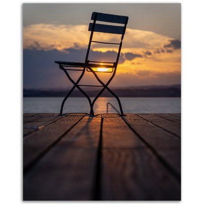 Rustic charm: sunset on the wooden pier - premium poster