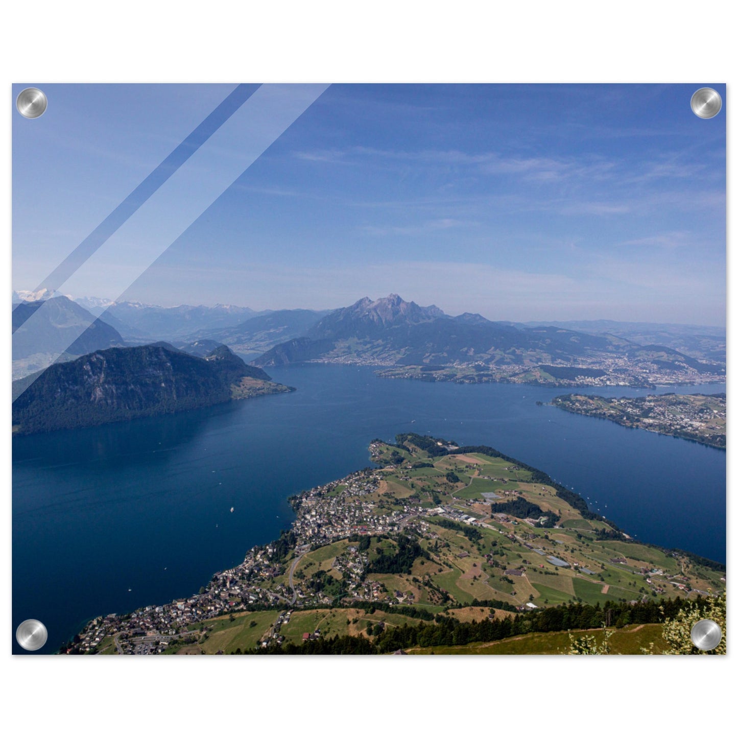 Acrylglasdruck Zentralschweiz: Atemberaubender Ausblick über den Vierwaldstättersee von der Rigi