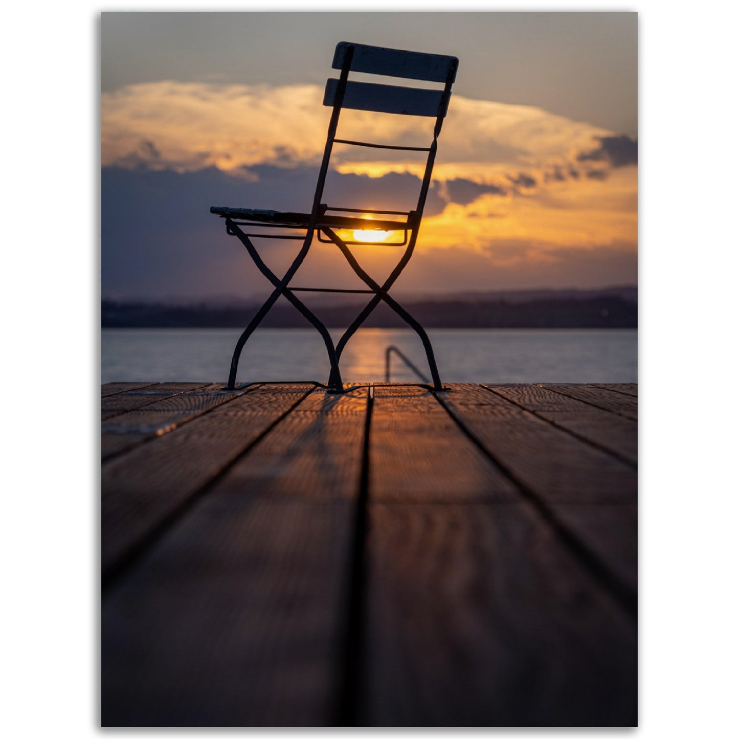 Rustic charm: sunset on the wooden pier - premium poster