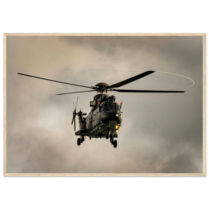 Super Puma - Poster on museum quality matte paper with wooden frame