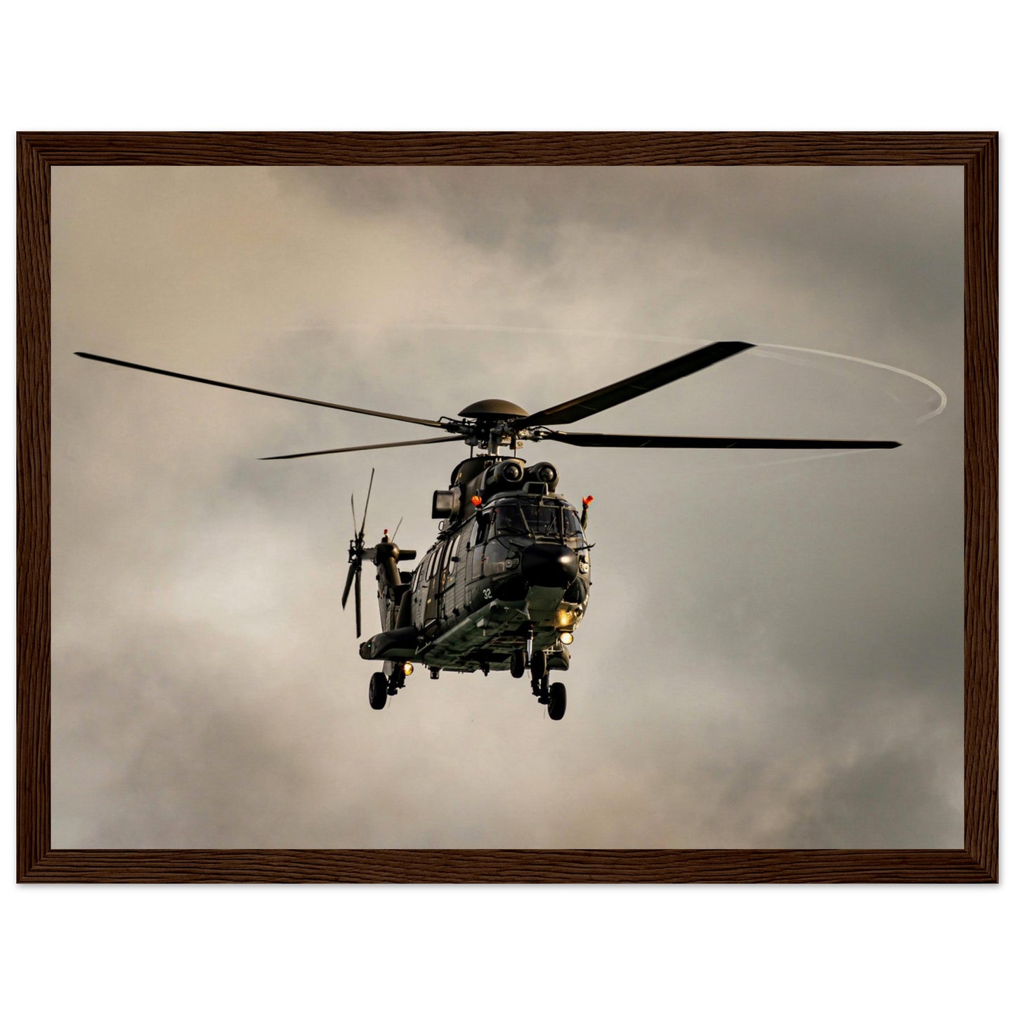 Super Puma - Poster on museum quality matte paper with wooden frame