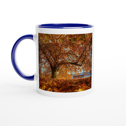 Autumn mood in Villettepark ceramic mug - colored rim &amp; handle 