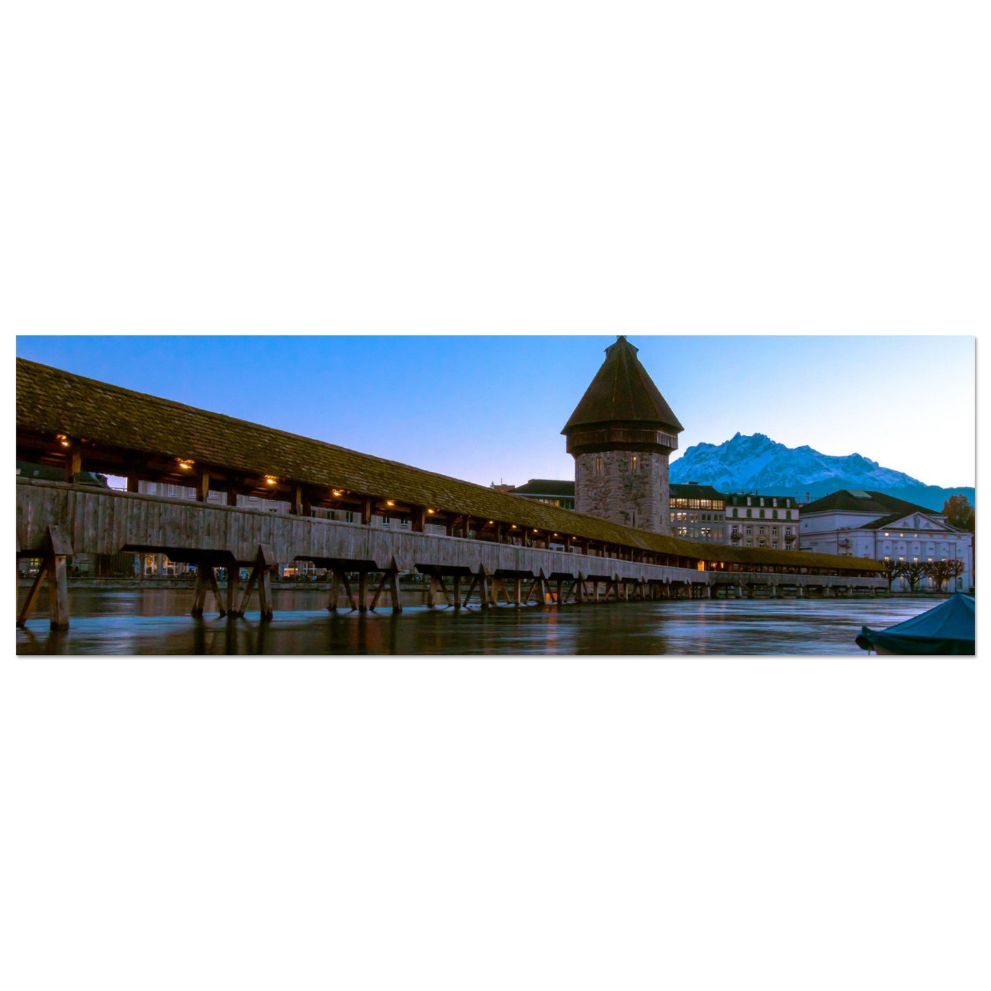 Chapel Bridge Lucerne &amp; Snowy Pilatus Forex Print