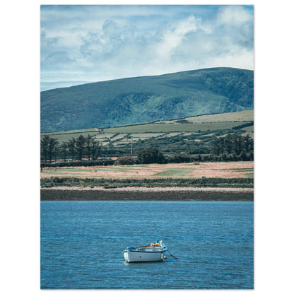 Lonely rowing boat on the sea - premium poster