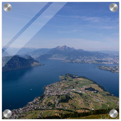 Acrylic glass print Central Switzerland: Breathtaking view over Lake Lucerne from the Rigi