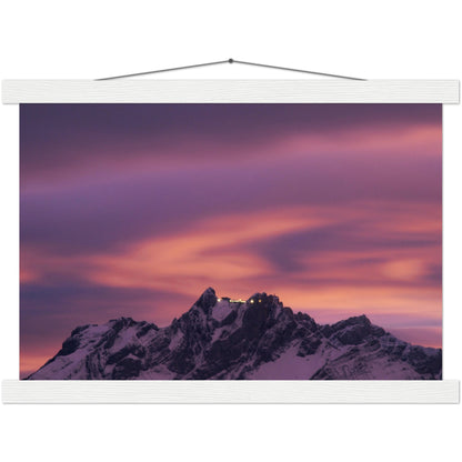 Pilatus in the evening light premium poster with wooden strips