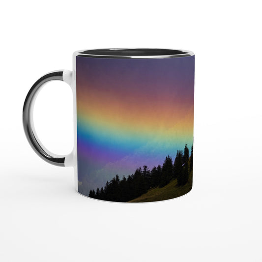Rainbow Ceramic Mug - Colored Rim and Handle 