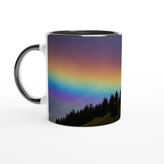 Regenbogen Keramiktasse - Farbiger Rand und Griff