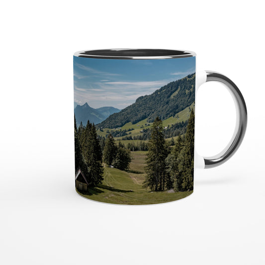 Wide view from the Ibergeregg ceramic cup - colored rim &amp; handle