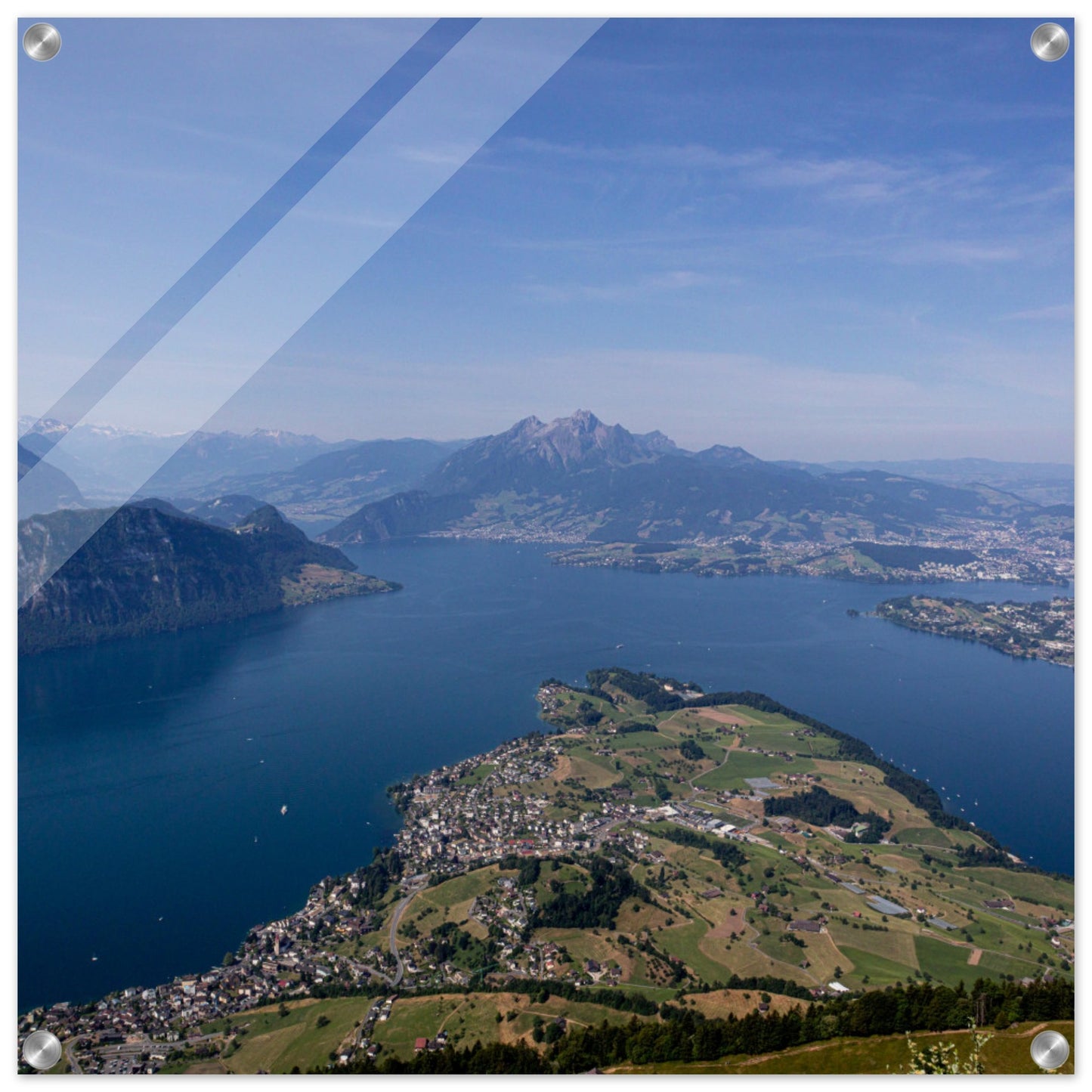 Acrylic glass print Central Switzerland: Breathtaking view over Lake Lucerne from the Rigi