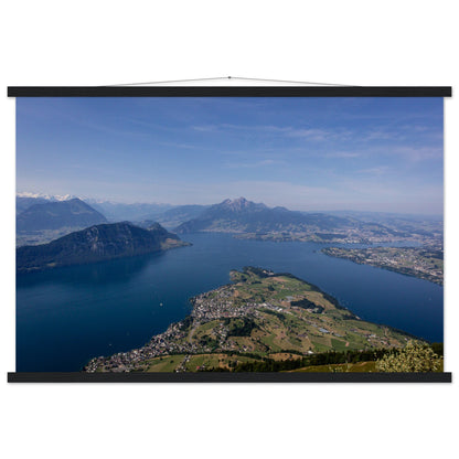 Central Switzerland Poster: Breathtaking view over Lake Lucerne Premium poster with wooden bars