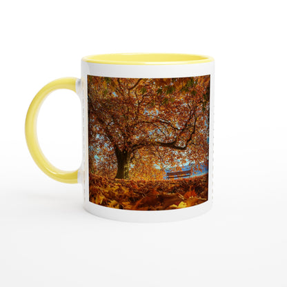 Autumn mood in Villettepark ceramic mug - colored rim &amp; handle 