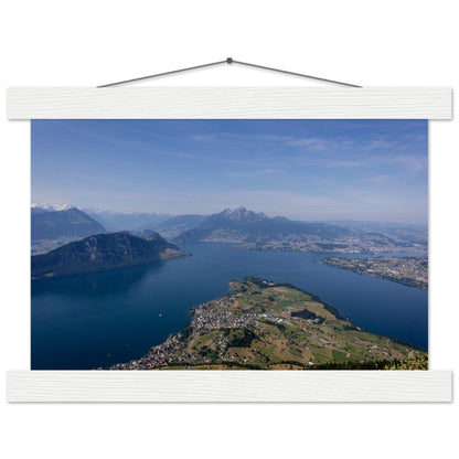 Central Switzerland Poster: Breathtaking view over Lake Lucerne Premium poster with wooden bars