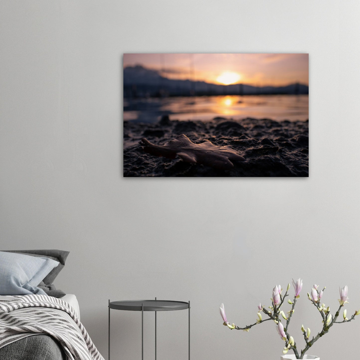 Brown Leaf in Sunset Premium Poster